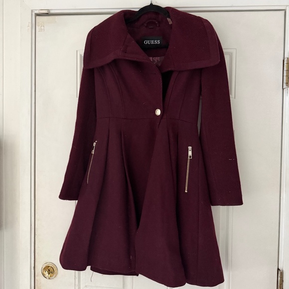 Guess Jackets & Blazers - Chic burgundy Guess Burgundy vintage antique 90s super cute womens Jacket with F